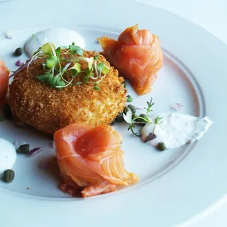 Smoked Salmon, Horseradish Sauce, Potato Cake