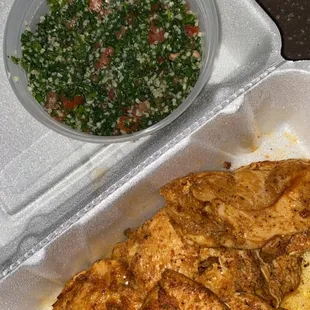 Chicken Shawarma only with a side of Tabouli.