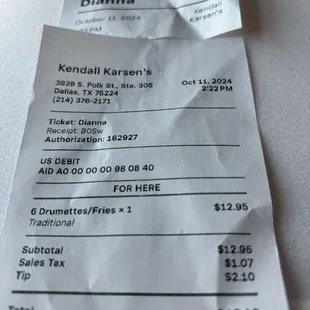 Chicken and receipts.