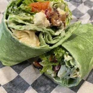 Green Salad on Spinach Wrap