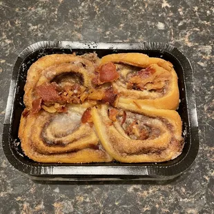 Maple bacon cinnamon rolls