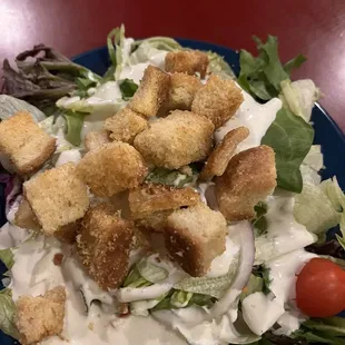 Side salad with blue cheese dressing