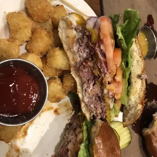 Whiskey burger, slightly pink