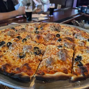 YUM - Italian sausage and black olives- yummy charred edges!