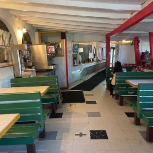 a woman sitting at a table