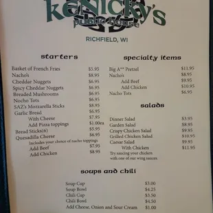 Menu as of 4/15/2021