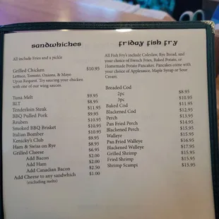 Menu as of 4/15/2021