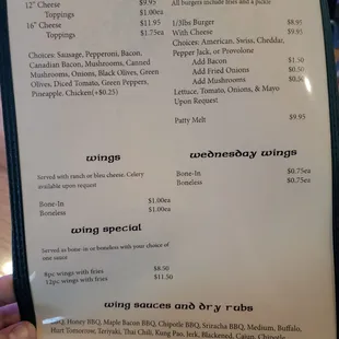 Menu as of 4/15/2021