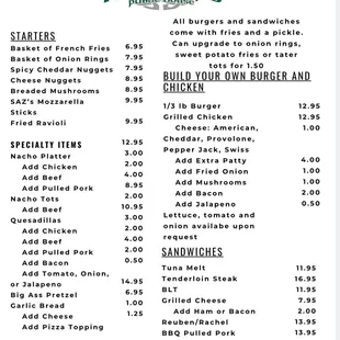 Updated 2024 Regular Menu