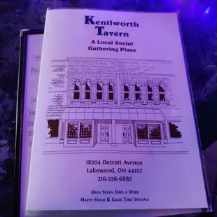 Menu as of October 2019.