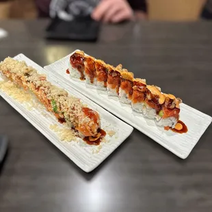 Crunch Mango Roll (left)  + Super Mexican Roll (right)
