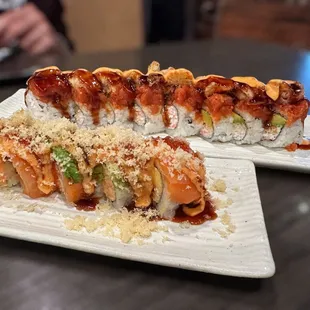 Super Mexican Roll (top) Crunch Mango Roll (bottom)