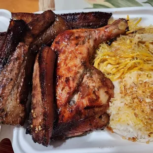 Migui combo- chicken inasal, pork liempo, garlic rice and pancit $24