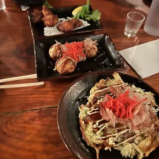 Okonomiyaki, Takoyaki, Kara age