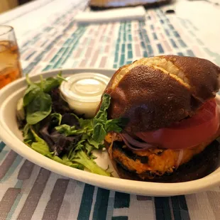 Sweet chili tofu burger