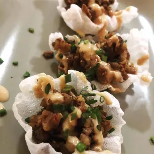 Rice Paper Cups w/ Thai Chili Eggplant &amp; Mushroom