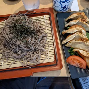 Cold soba noodles &amp; side order of gyoza