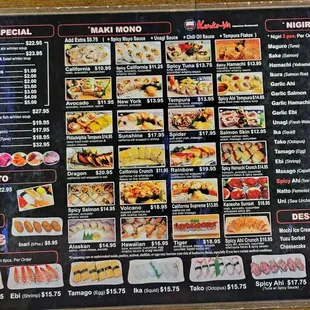 The menu as of April 12. 2024