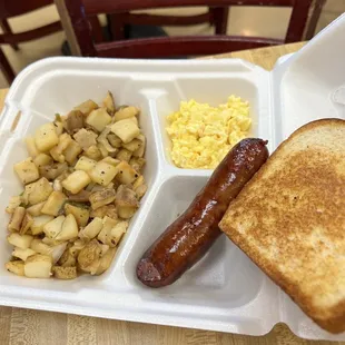 Breakfast Plate combo with home fries and sausage link