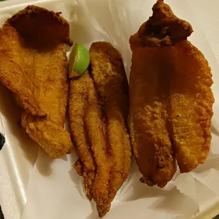 two pieces of fried chicken