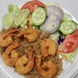 Shrimp over rice