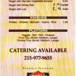 a menu for a restaurant