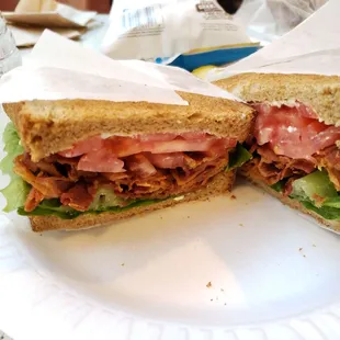 BLT on toasted wheat bread.