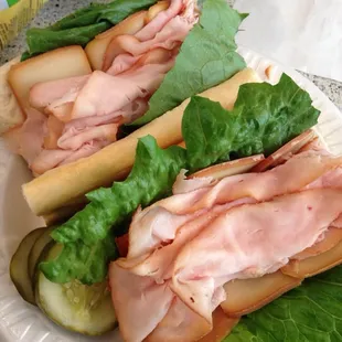 Smoked turkey and smoked mozzarella on French baguette