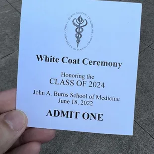 Entrance ticket to the event.