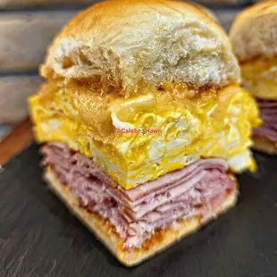 a photo of a ham and cheese sandwich