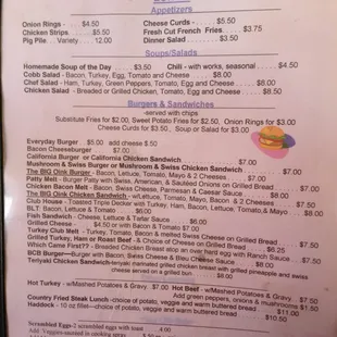 Lunch menu