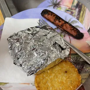 a hot dog and some other food