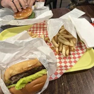 Hamburger and large fry