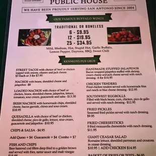 New updated menu
