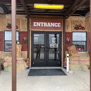 Entrance decorated for Christmas!