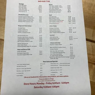 Current price list as of 11-7-20