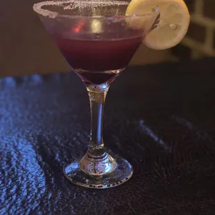 a purple cocktail