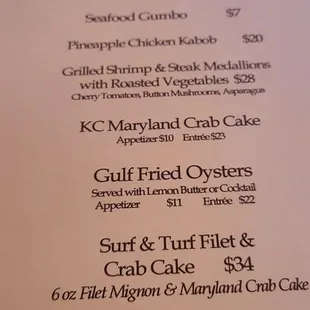Some of the drink menu