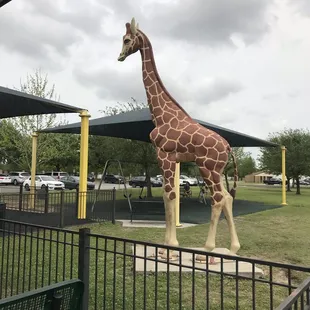 Giraffe statue at the park.