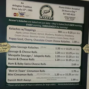 menu