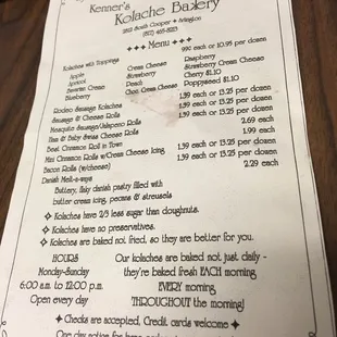 menu