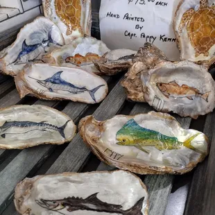 Painted oyster shells