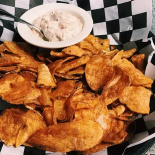 Hand Cut Chips with French Onion Dip