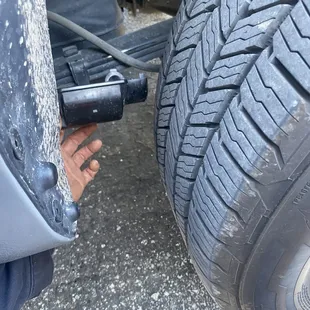 Broken/dangling vapor canister filter.