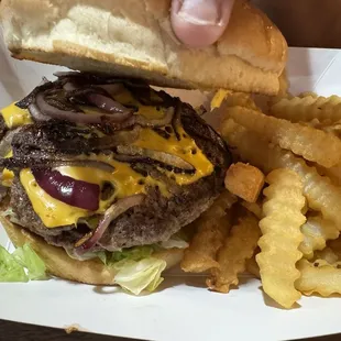 Double with cheese &amp; grilled onions