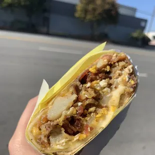 Bacon breakfast burrito
