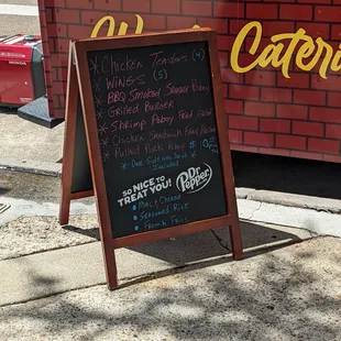 a chalkboard sign