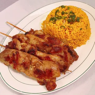 Chicken on Fried Crab Stick with Fried Rice