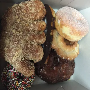 Bear claw on top and apple fritter on the bottom. Yum!