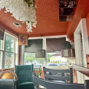 A cozy room off the main entrance just past the bar.